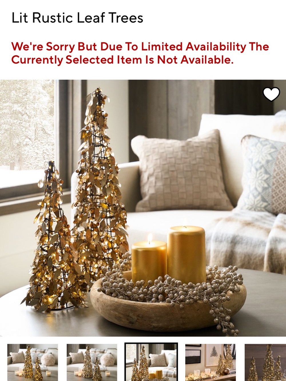 Pottery Barn Gold Leaf Lighted Trees - Set of 2 - Picture 2 of 3
